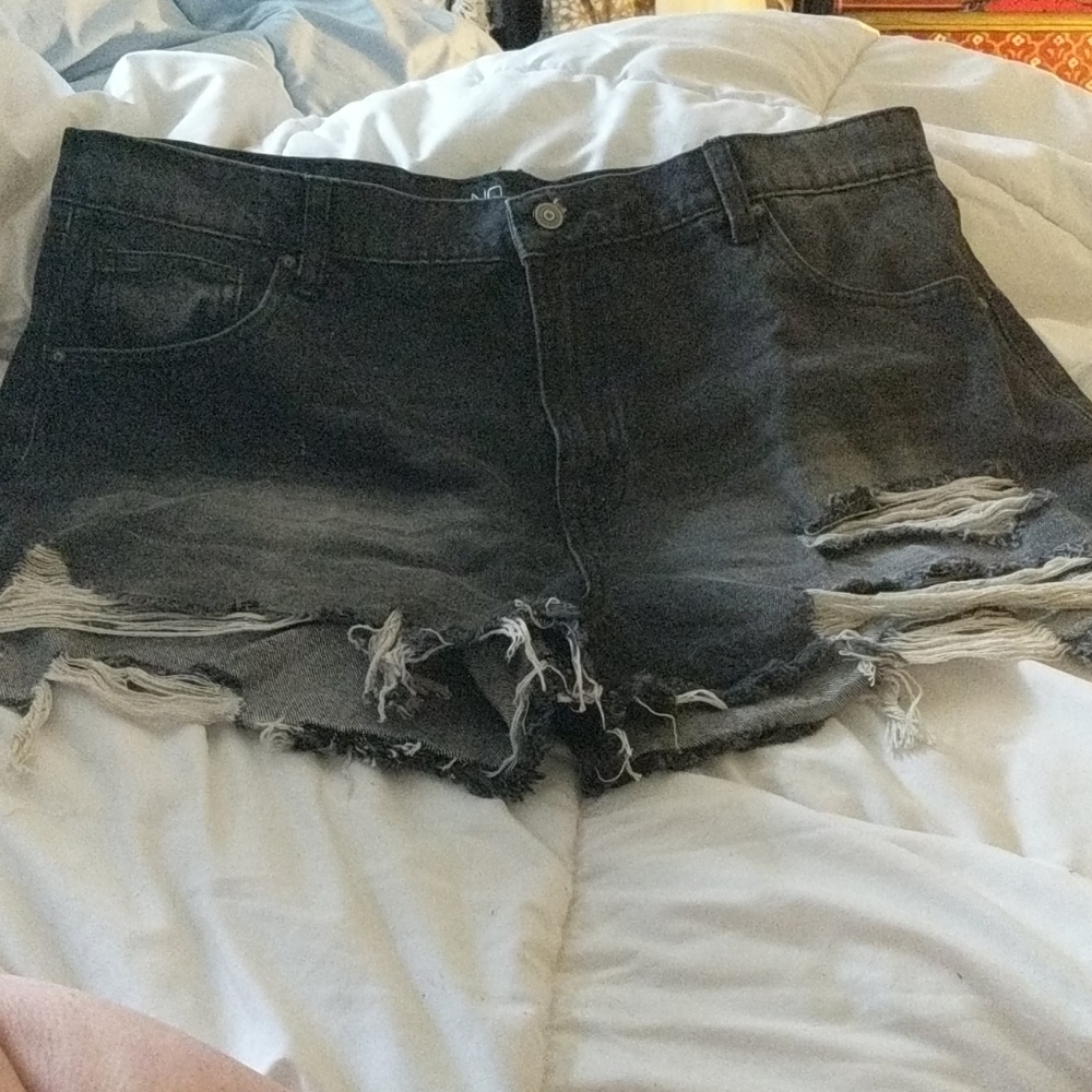BLACK JEAN SHORTS...DISTRESSED size19